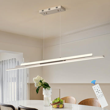 3 LED Linear Pendant Light 52 inch Nickel Island Light Dimmable