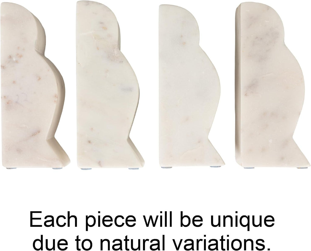 Decorative Marble Wave Bookends, Mottled White