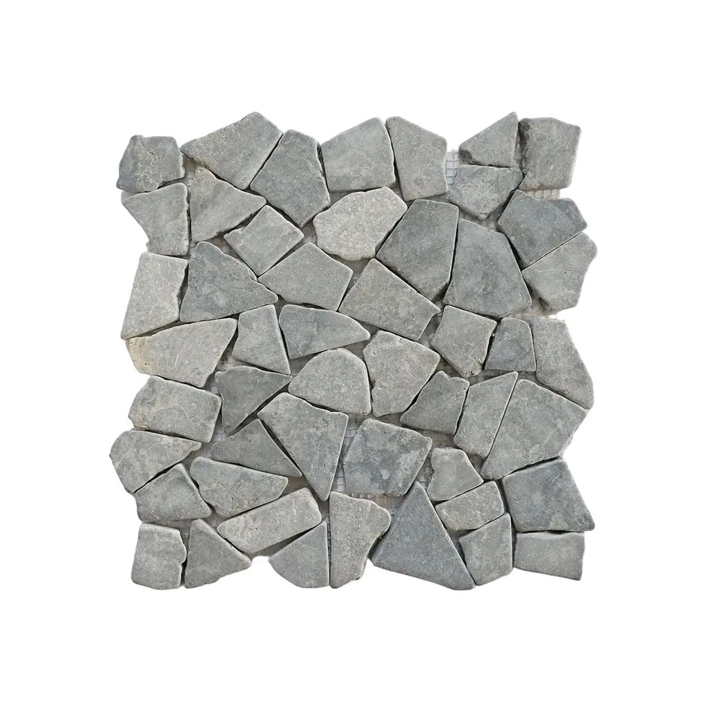 Ash Grey Random Mosaic, Tumbled Stone Back Splash Tiles Walls, Shower and Bathroom Floors, and Outdoor Areas (11.4" X