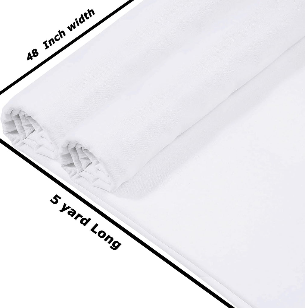 5 Yard Long, 100% Cotton Muslin Fabric 48" Inch Wide, White Bleached Medium Weight Fabric Linen Textile for Backing