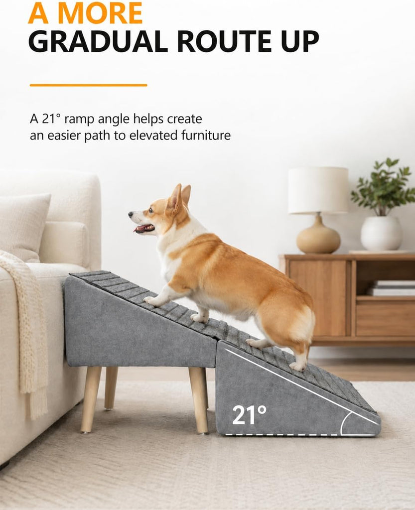 Dog Ramp Ottoman with Storage for Small Dogs, Dog Stairs for Couch