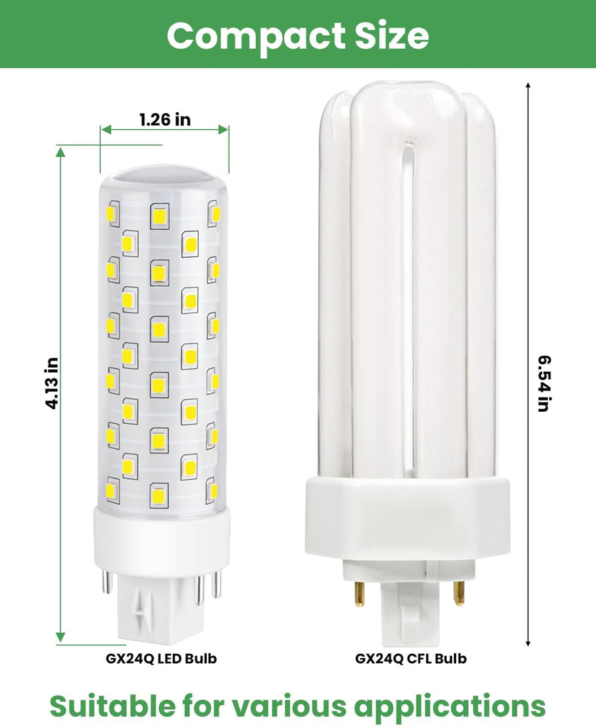 4 Pin LED Light Bulb, G24Q GX24Q LED Bulb 4000K 10W 2-Pack