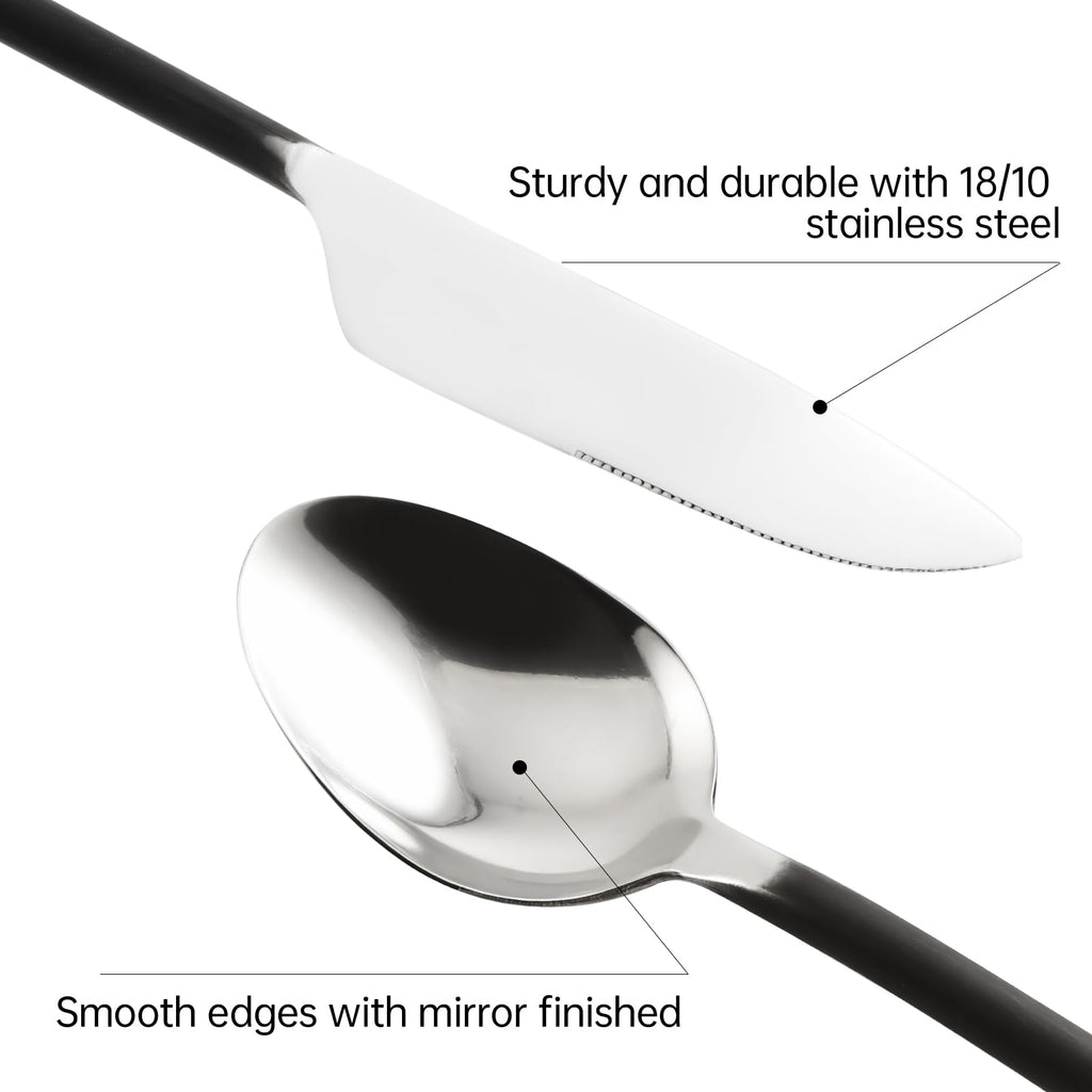 Silverware Set Musical Note Antiqued Black Handle Service for 4