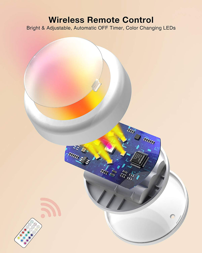 LED Puck Lights with Remote, AA Battery Powered Operated, 6 Pack