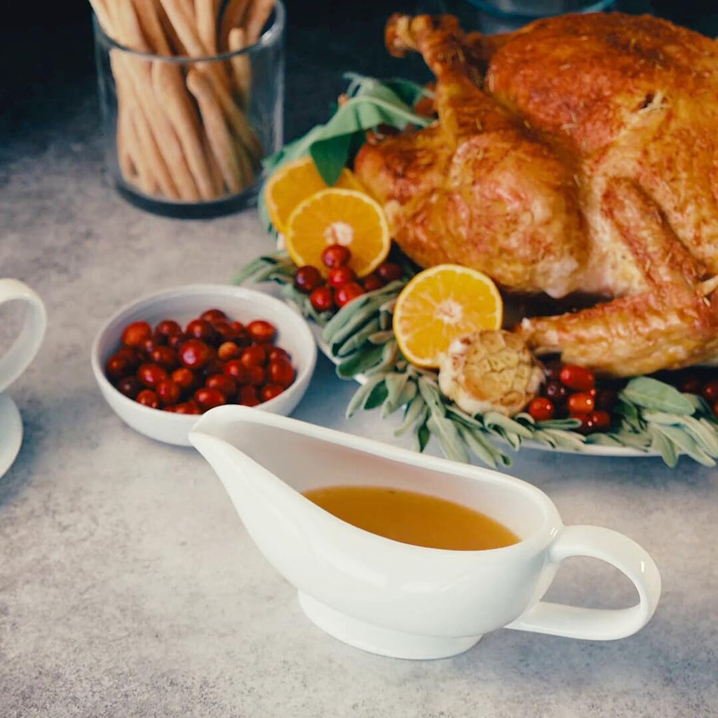 Ceramic Gravy Boat, Large, Spill-Free, 21 oz, White