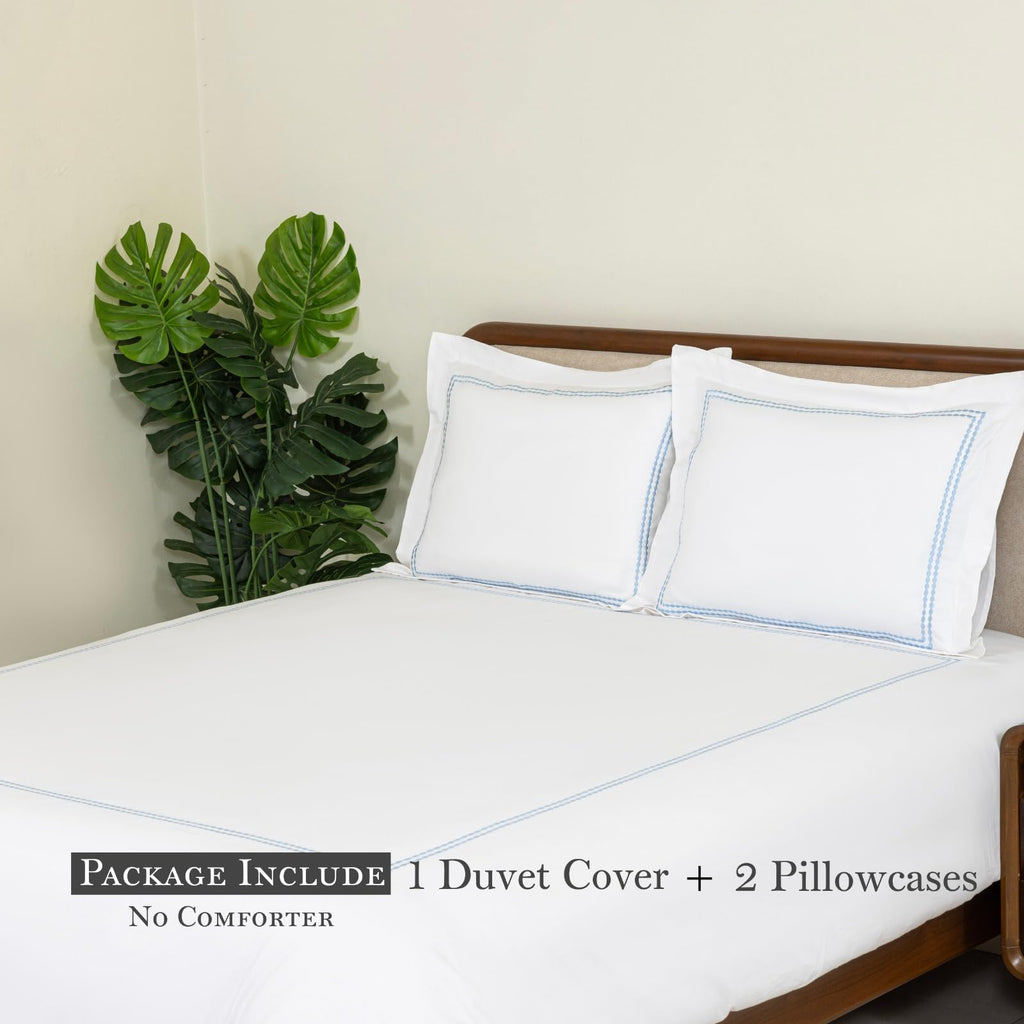 White Duvet Cover Bedding Set 100% Cotton Embroidered 3 Pieces