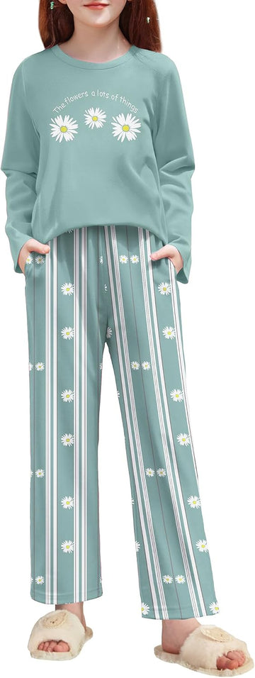 Pajamas Set for Girls Long Sleeve & Pants Pjs Soft Lounge Sets