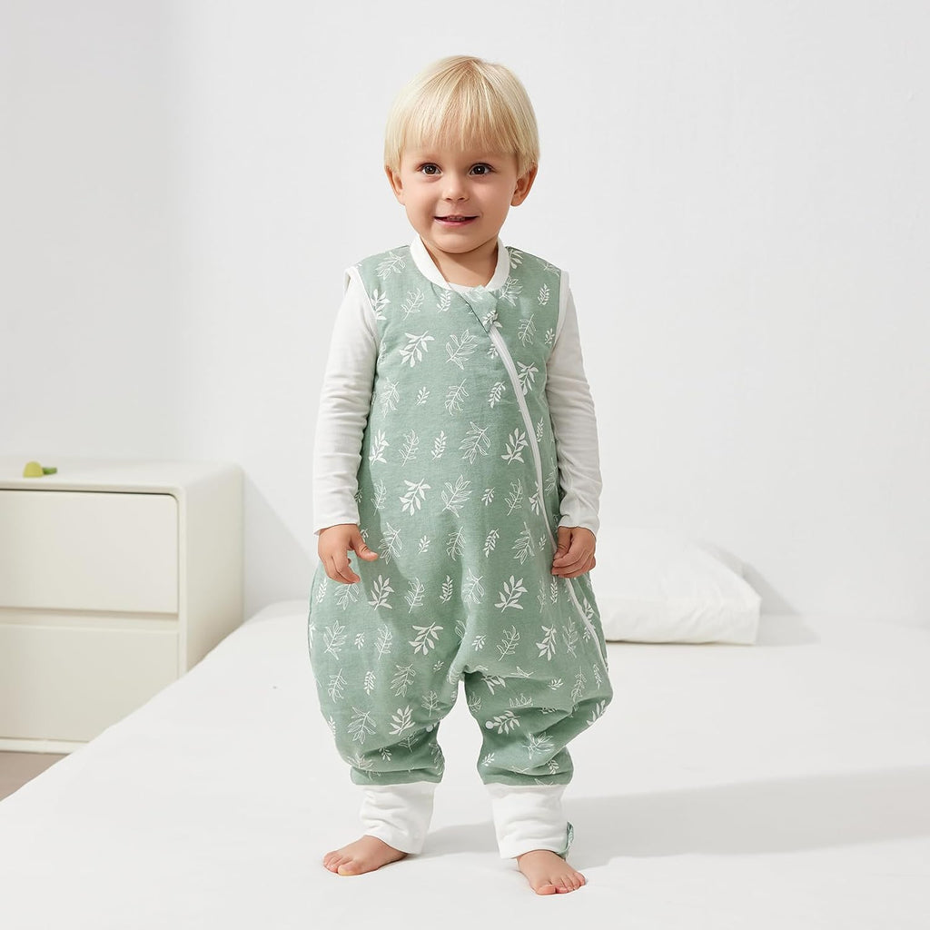 2.5 TOG Toddler Sleep Bag 100% Cotton Winter Side Open Zipper Baby Sleep Sack with Feet, Warm Toddler