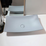 22"x14" Grey Stone Resin Vessel Sink Rectangle Bathroom Sink Above Counter, Modern Grey Vessel Sink for Bathroom Vanity