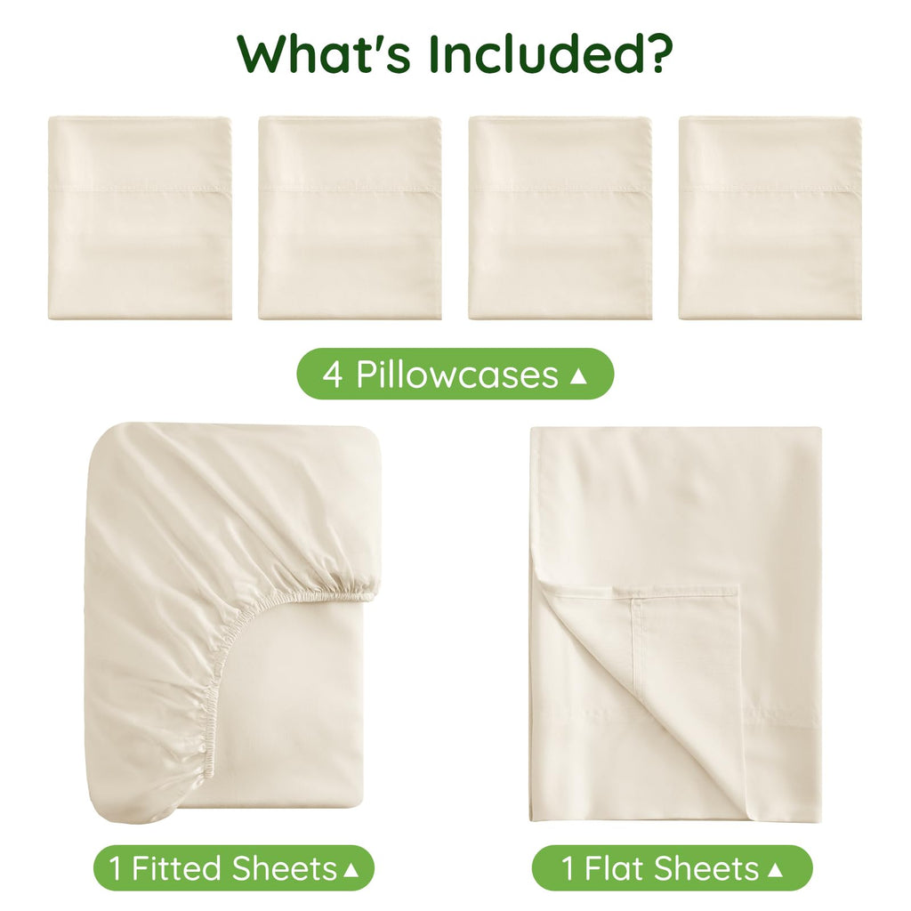 King 6 Pieces 100% Viscose Derived from Bamboo Sheet Set, Silky Smooth Soft Bedding with Deep Pocket UP to 16