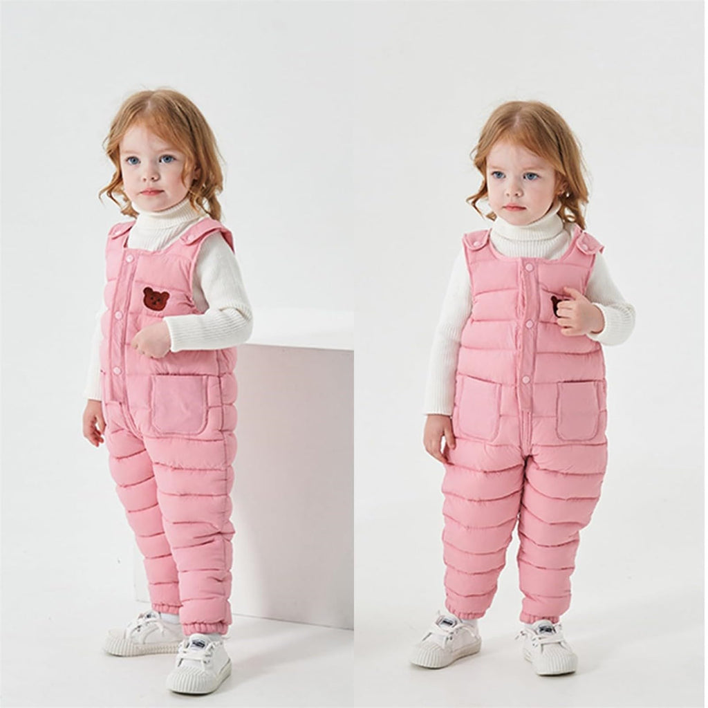 Toddler Snow Pants Boys Girls Winter Warm Puffer Zip Up Kids Snow Suit Bibs