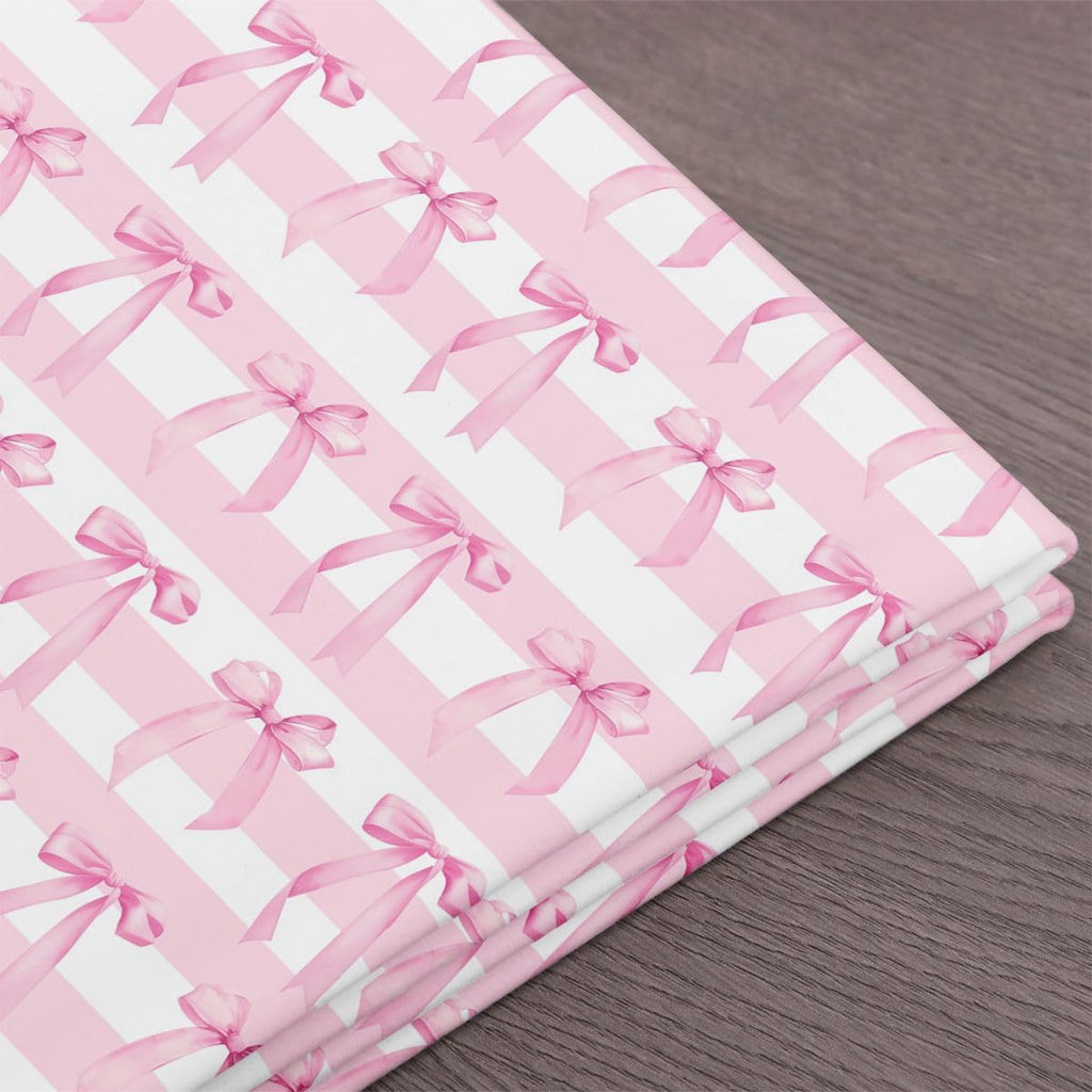 Girly Coquette Bowknots Indoor Outdoor Fabric, Preppy Soft Polyester No Stretch Princess Style Crafts & Sewing