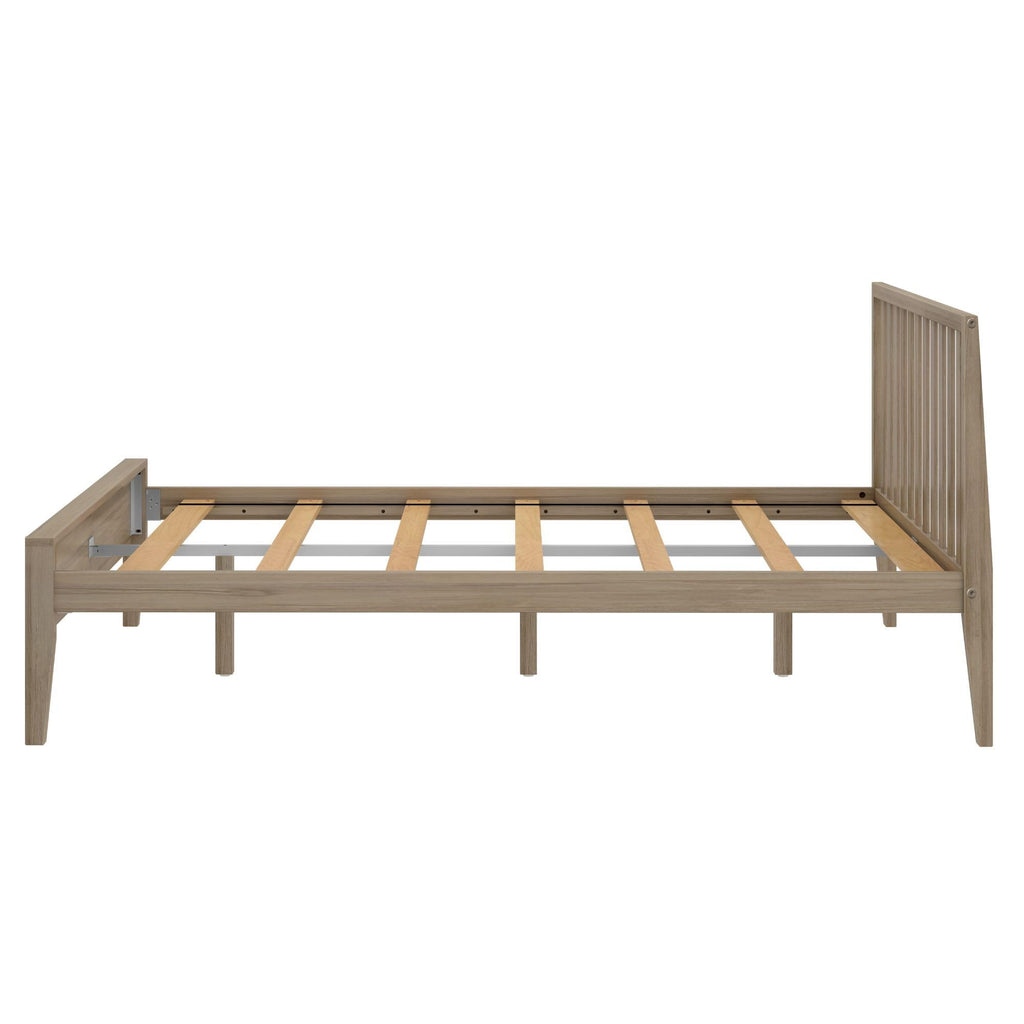 Scandinavian Single Bed (Queen), with Slatted Headboard, Blonde