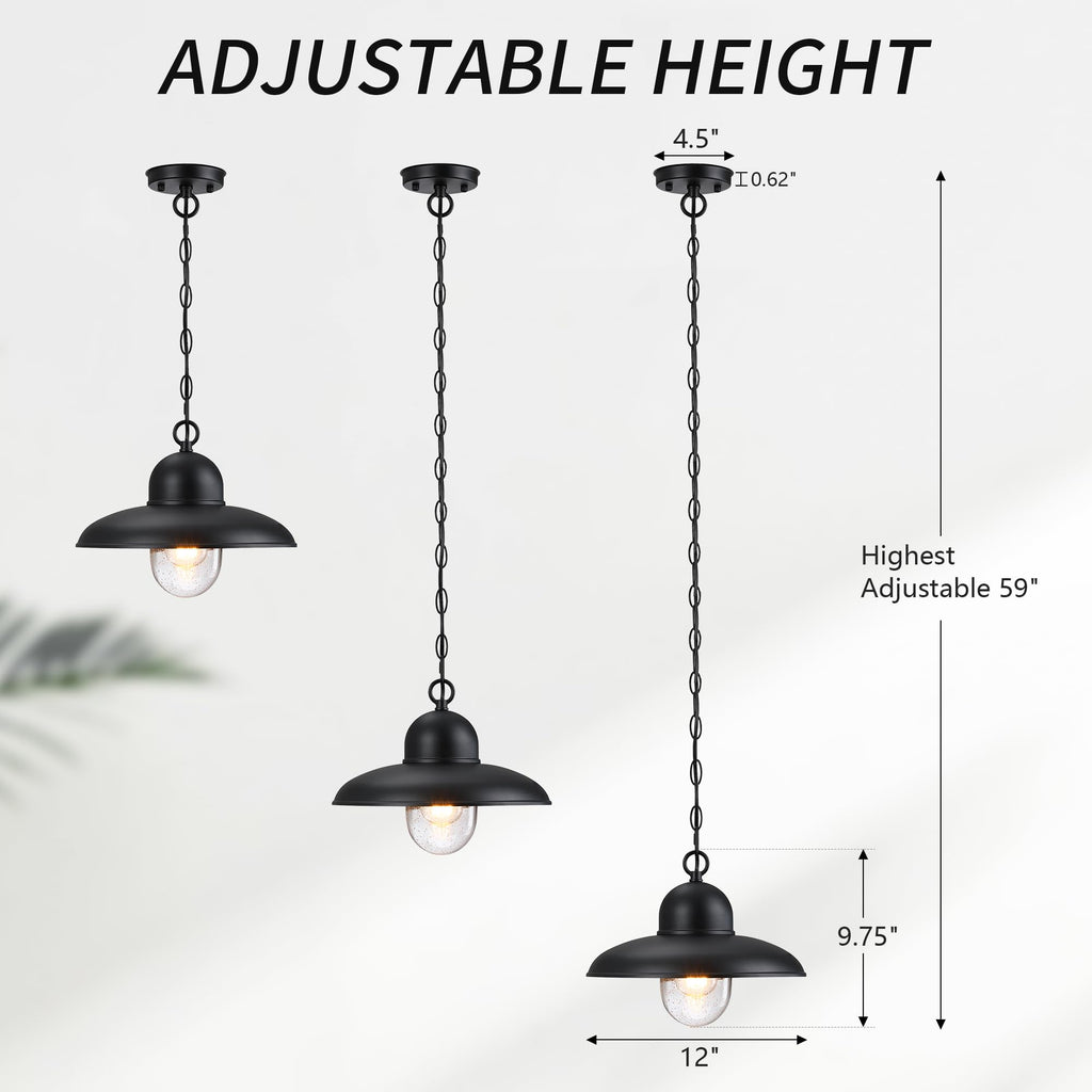 12 Inch Outdoor Pendant Light for Porch, Farmhouse Hanging Light