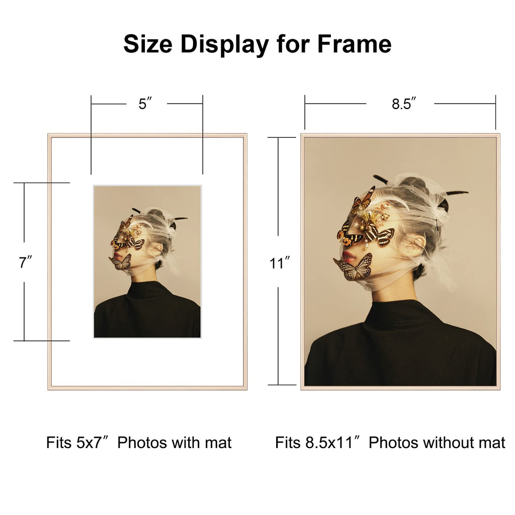 8.5x11 Brass Picture Frames 3Pack, Fits 5x7 Mat, Tabletop & Wall