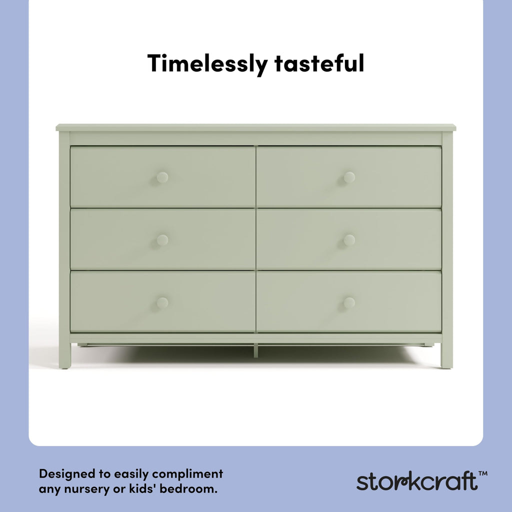 Alpine 6-Drawer Double Dresser, Sage