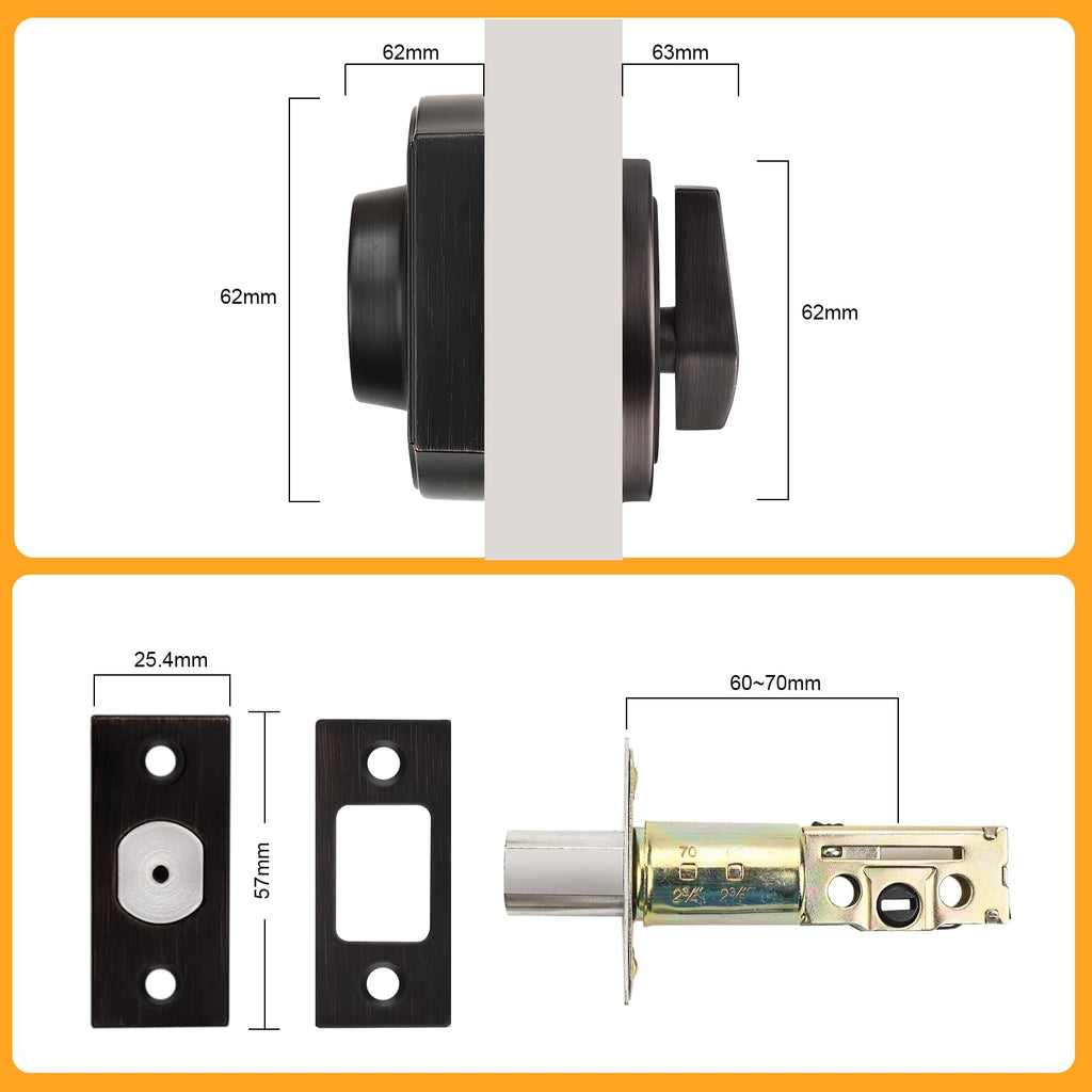 Exterior Door Lock Set Oil Rubbed Bronze Front Door Lock Set, Entry Door Locksets with Deadbolt Single Cylinder Front