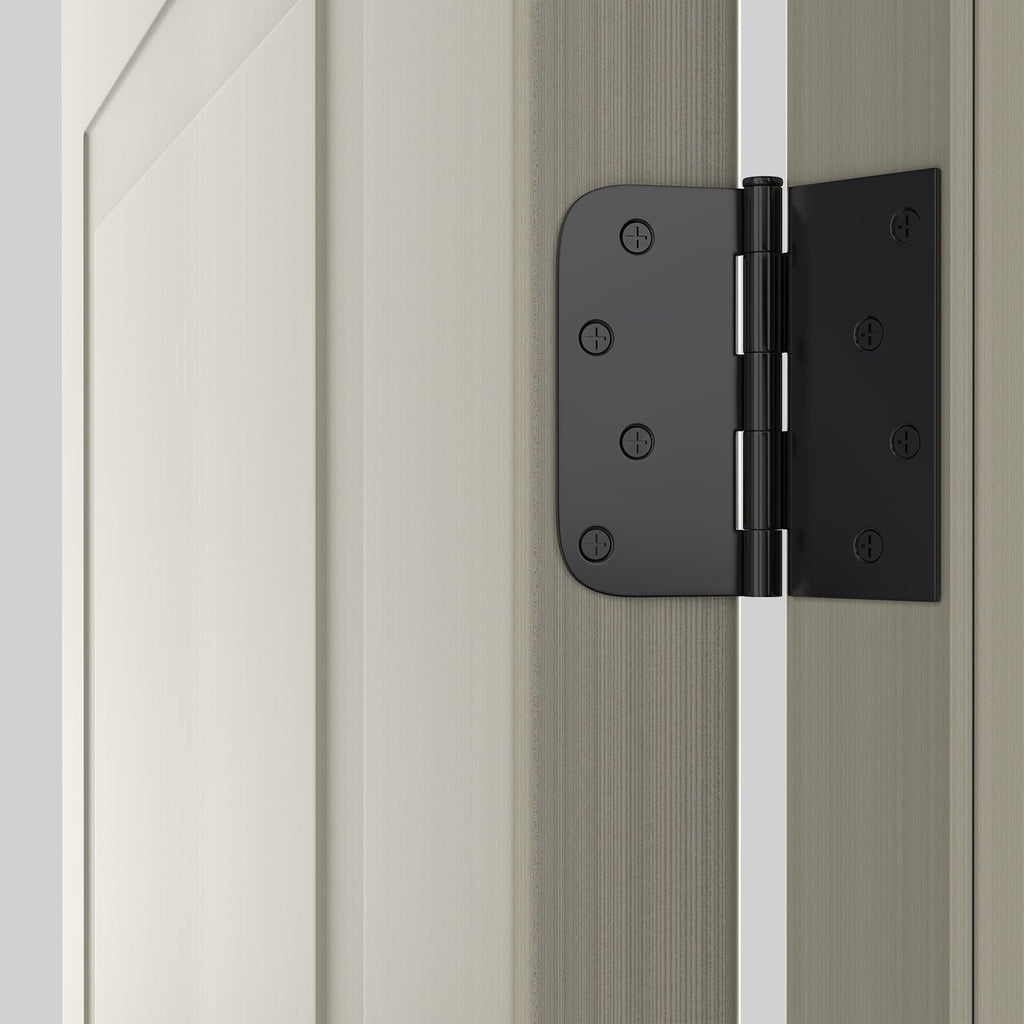 3 Pack 4in Black Door Hinges Interior Door Hinges Black Matte 4 x 4 Inch with Square & Round Corners, Iron Material