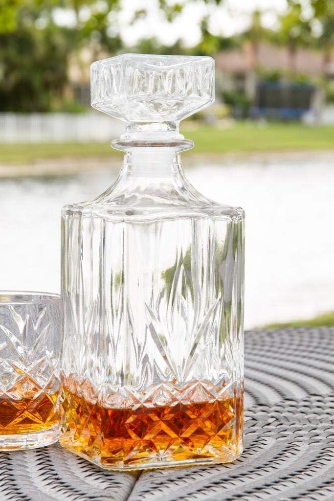 Kinsley Whiskey Glasses and Decanter Set, 5-Piece - Set of 4