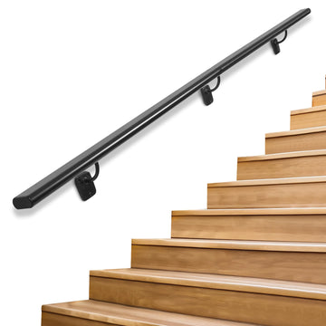 Industrial Stair Handrail Wall-Mounted Hand Rails for Indoor Stairs Black Pipe Stair Railing Indoor Metal Hand Rail