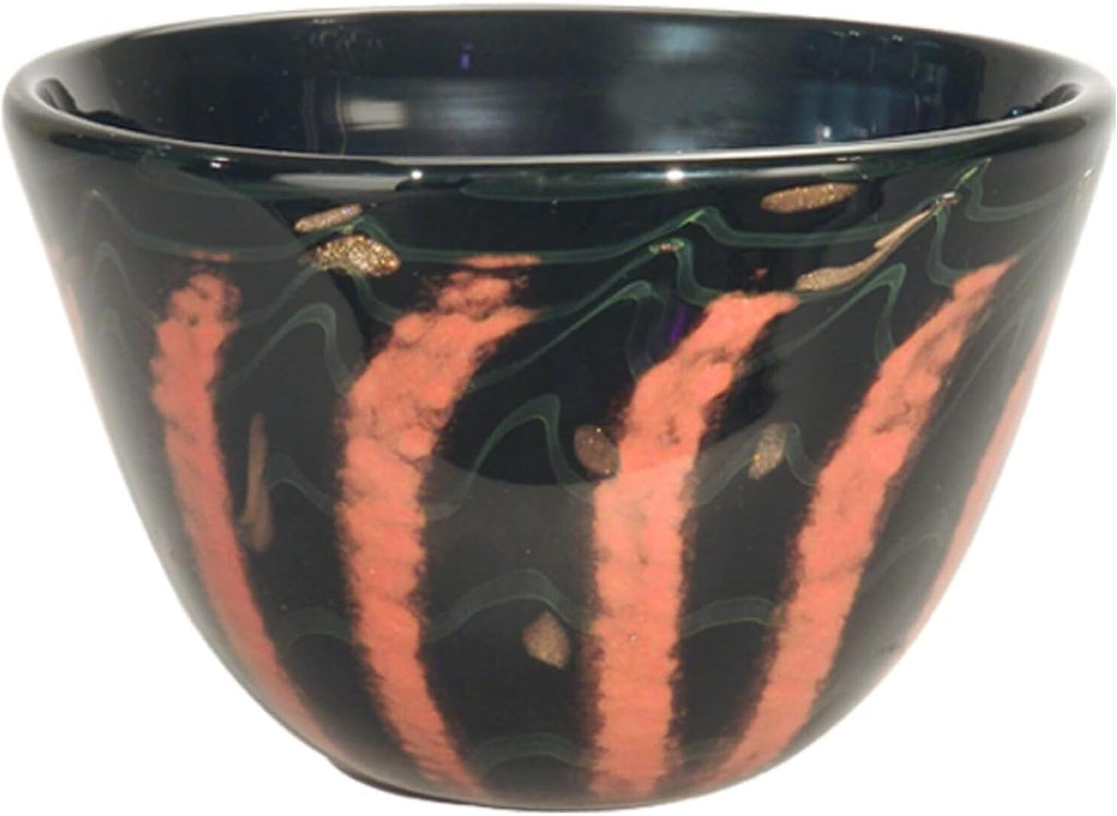 Hand Blown Art Glass Bowl - Decorative Centerpiece Decor - 8" Tall