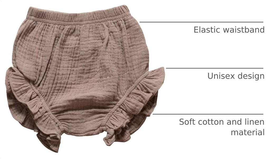 3PC Shorts Set Newborn Baby Girls Boys Pants Cotton Linen Blend Cute Floral Bloomers Triangle Shorts