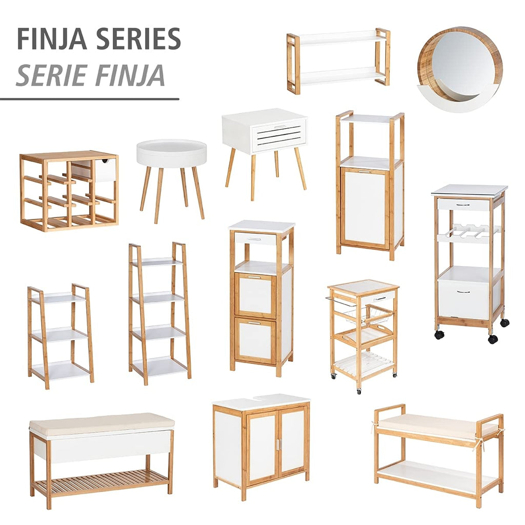 Shoe Bench with Storage Compartment Model Finja, Bench with Seat Padding, Storage Space and Shoe Rack in Scandi Chic