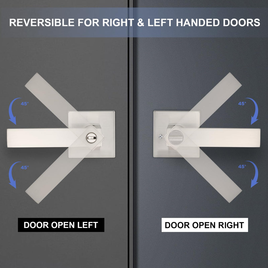 Privacy Interior Door Handle, 5 Pack Heavy Duty Door Lever Privacy Door Lock Handle Keyless Door Knobs in Satin