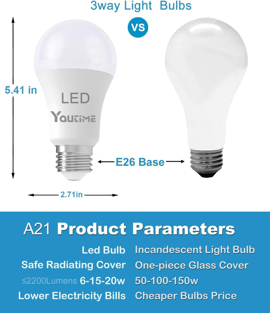 3 Way Light Bulbs 50 100 150 Watt Equivalent Soft White