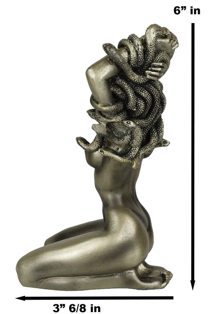 Greek Mythology Kneeling Goddess Medusa with Snake Hair Statue 6" Tall Temptation Seduction of The Demonic Gorgon
