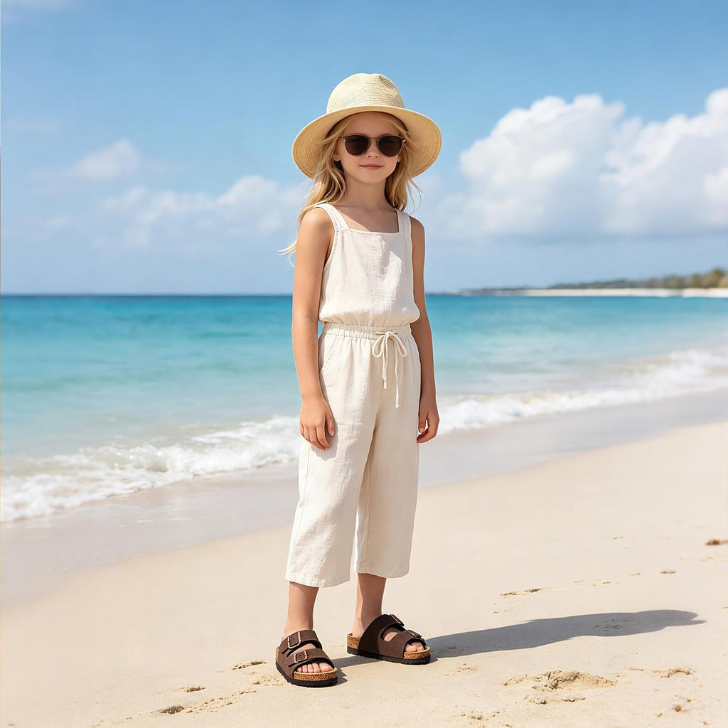 Kids Cork Footbed Slides Sandals Adjustable Buckle Summer Shoes