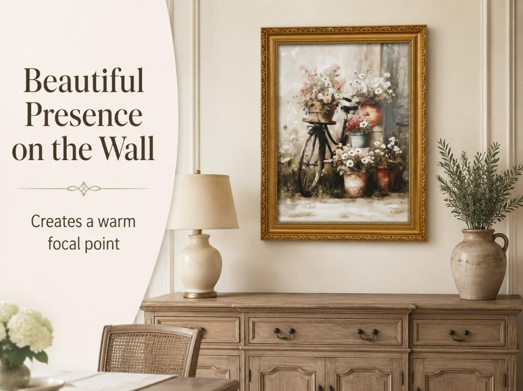 Vintage Bicycle Flower Pots Framed Wall Art