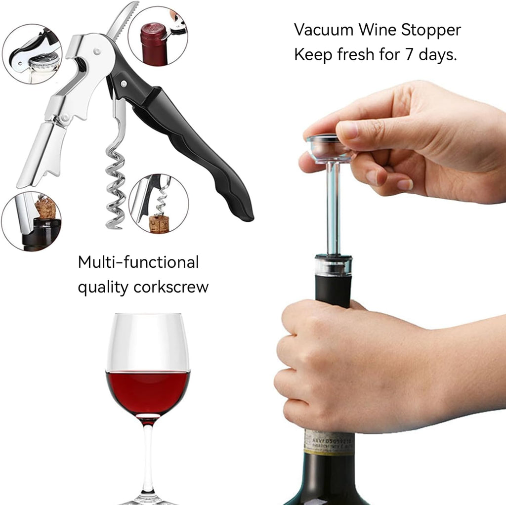 Electric Wine Aerator Pourer Rechargeable Automatic Decanter, with Corkscrew and Vacuum Stopper (Set)