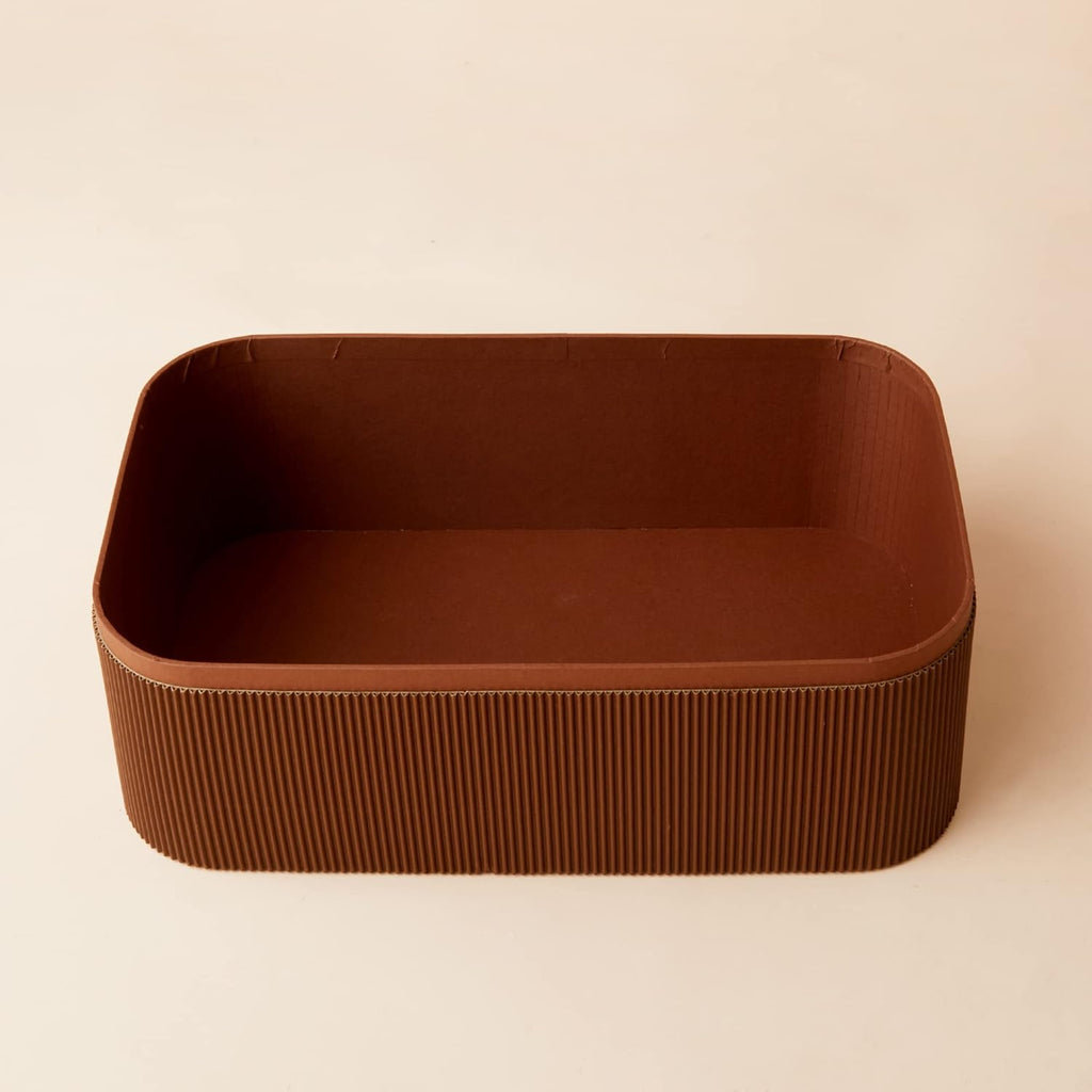 Decorative Storage Boxes with Lids Faux Leather, Brown 3 Pack - Set of 3