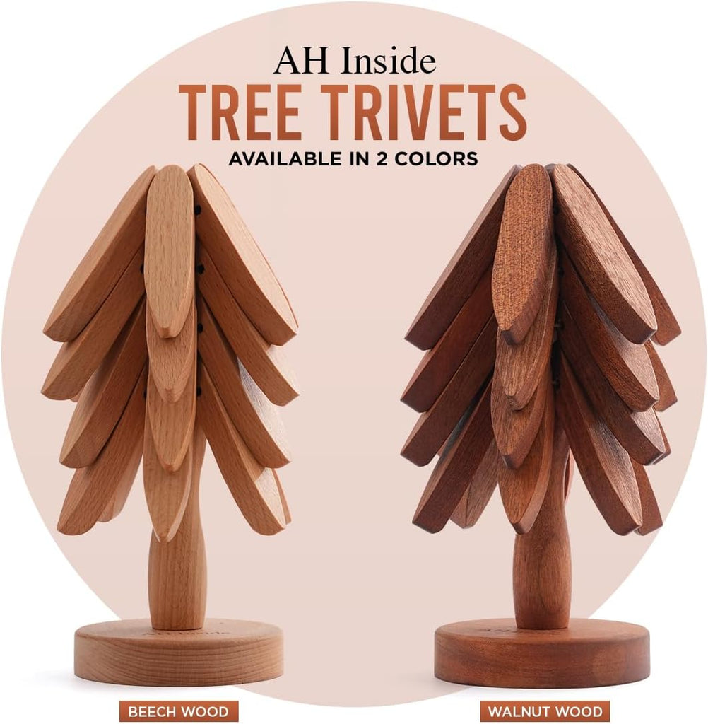 Wooden Tree Trivet - Wood Trivets for Hot Dishes, Natural Wooden Pot Holders, Tree Coasters, Heat-Resistant - Set of 4