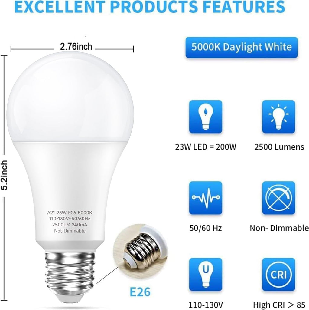 150 Watt Equivalent LED Light Bulb, A21 Bright Warm White 3000K