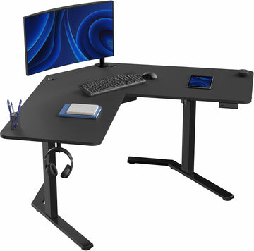 Black 55 x 55 in Corner Standing Desk, DESK-E1L110B | Electric, L-Shaped Table, Sit Stand, Height Adjustable, Memory