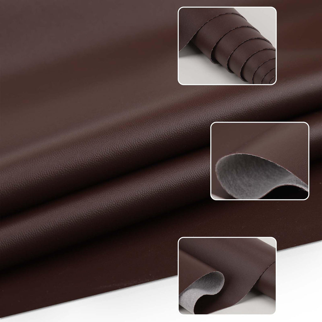 Faux Leather Fabric Smooth Solid 54" x 36" (Dark Brown)