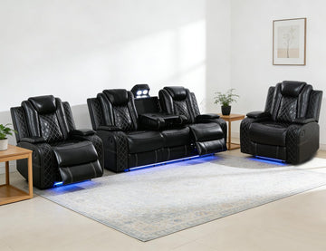 Power Reclining Sofa Set, 3PCS Living Room Set with Recliners, Luxury Recliner Sofa & 2 Chairs with