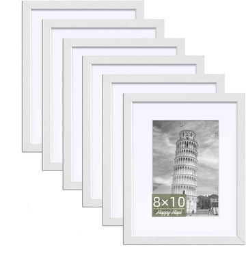 8x10 Picture Frame Set of 6, Wall or Tabletop Display, White