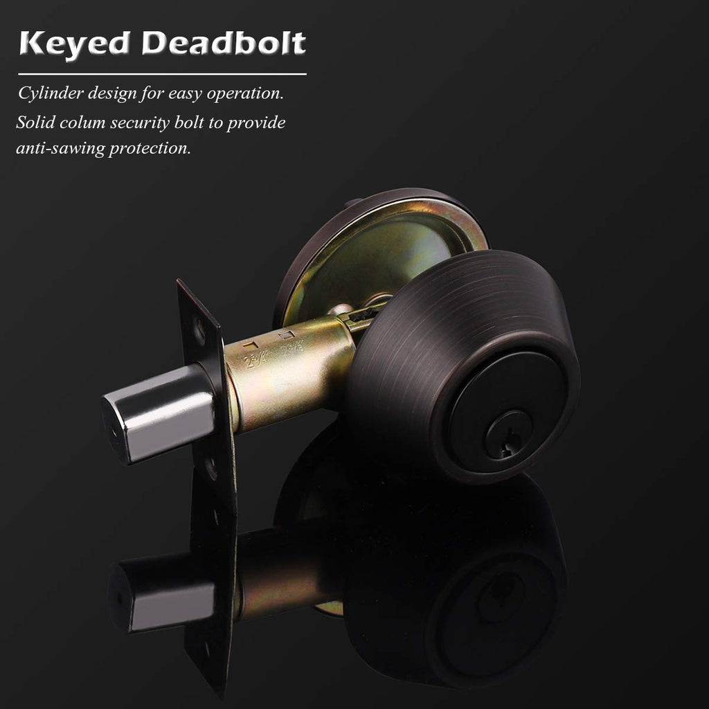 Double Deadbolt Locks Keyed Both Sides Bronze Finished 4 Pack, Keyed Alike Entry Door Locks with Same Key for Exterior
