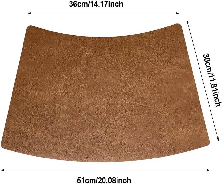 Leather Round Table Washable Placemats, Thick Faux Leather Heat Resistant Wedge Table Placemat, Waterproof Non-Slip - Set of 6