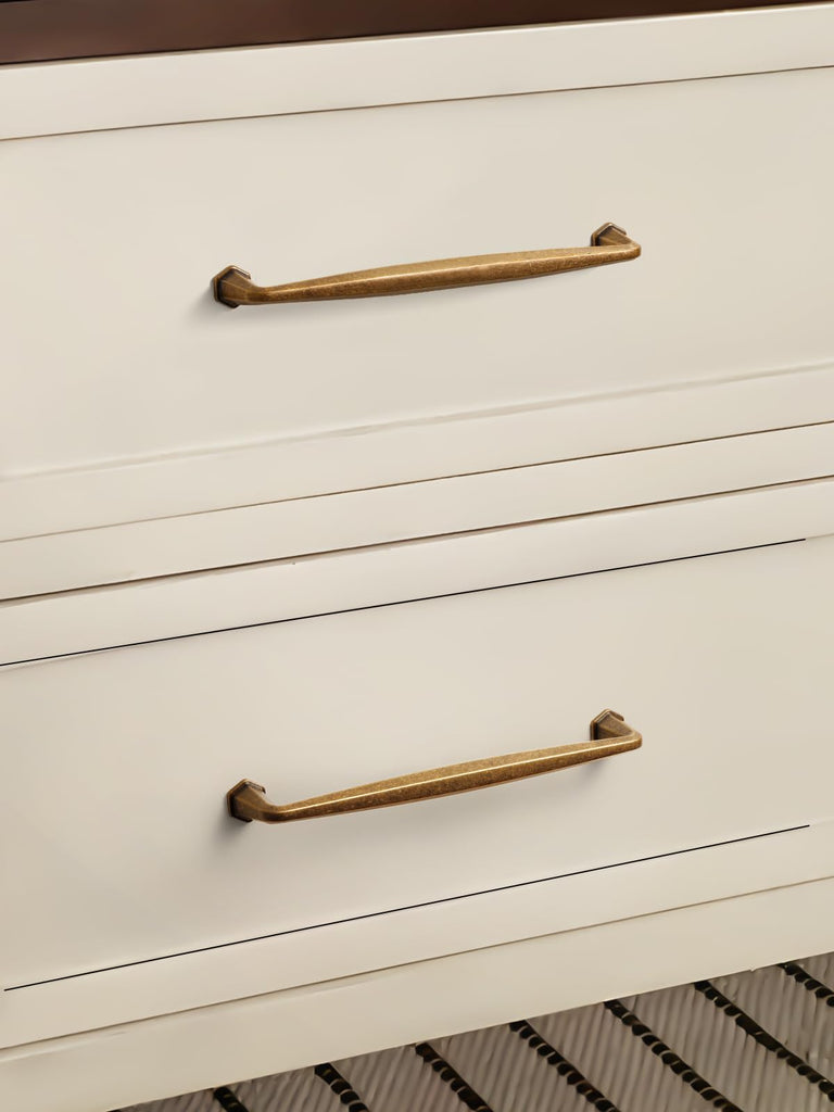 2 Pack Antique Brass Cabinet Pulls 6.3" Hole Center