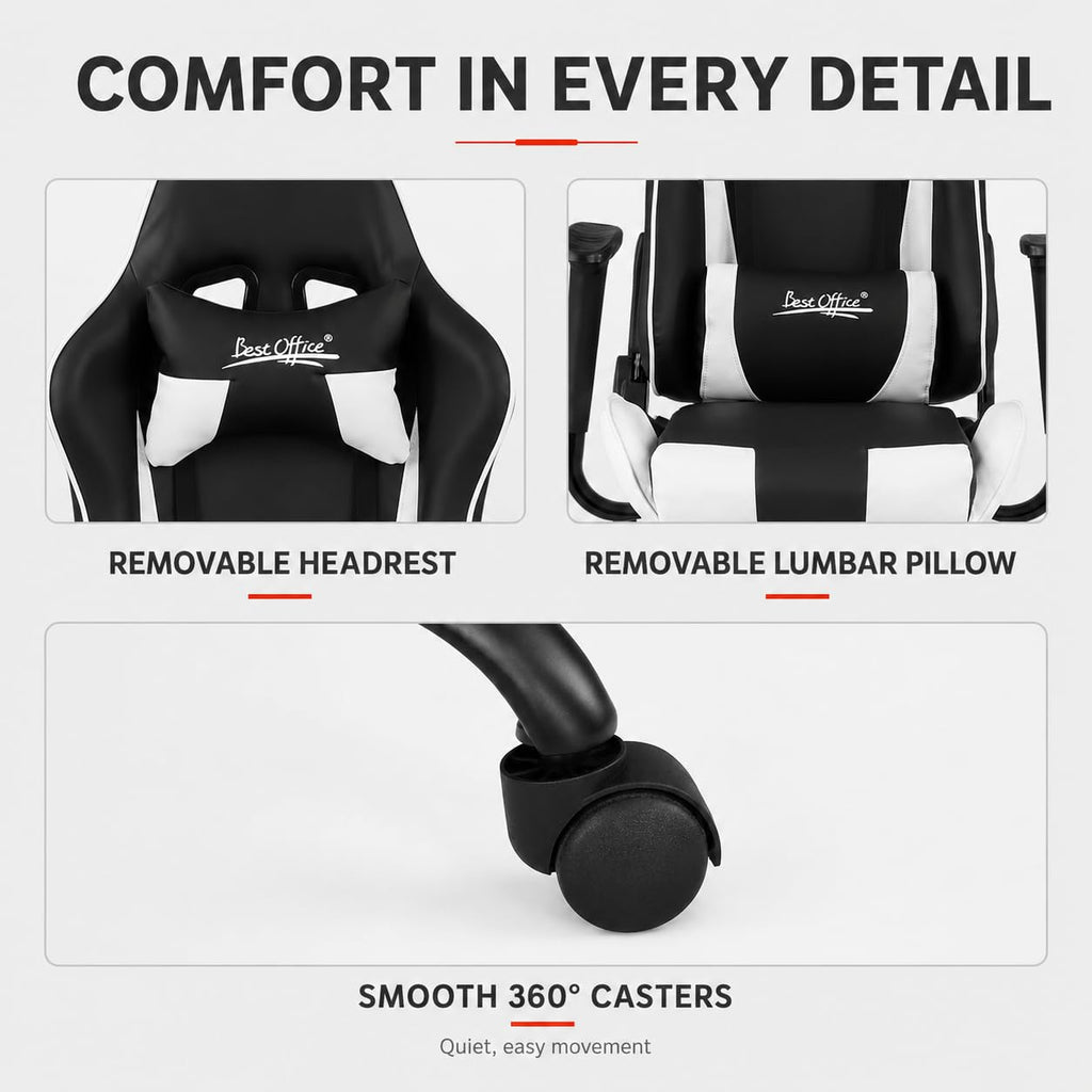 Gaming Chair Desk Chair Ergonomic High Computer Chair with Adjustable Lumbar Support, Armrests, and Racing-Inspired