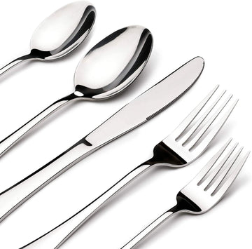60-Piece Silverware Set for 12, Heavy Duty Stainless Steel Flatware Utensils Cutlery Set Including Steak Knife Fork