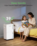 1500 Sq.ft Dehumidifier for Basement, 21 Pint Quiet Dehumidifiers for Home with Drain Hose, Smart Humidity Control