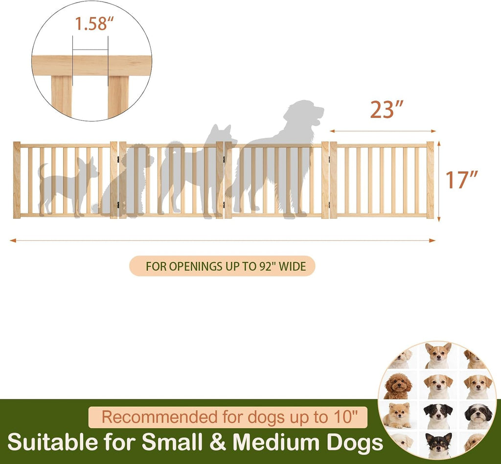 Wooden Freestanding Dog Gate Indoor - 16.9" H 4 Panels