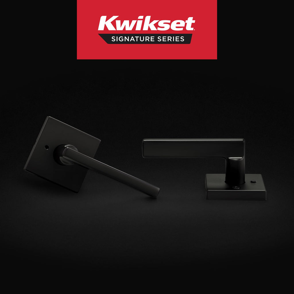 Halifax Interior Privacy Door Handle with Lock, Door Lever , Matte Black Reversible Keyless Push Button Lock Door