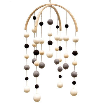 Black and White Baby Crib Mobile | Safe High Contrast Wool Toys, Neutral Room Decor for Boy & Girl | Develops