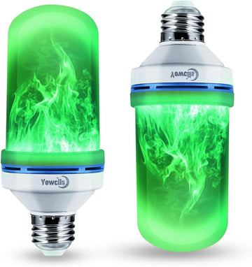 LED Flickering Effect Light Bulb, 4 Modes E26 Base Fire Light Bulbs with Gravity Sensor (Green - )